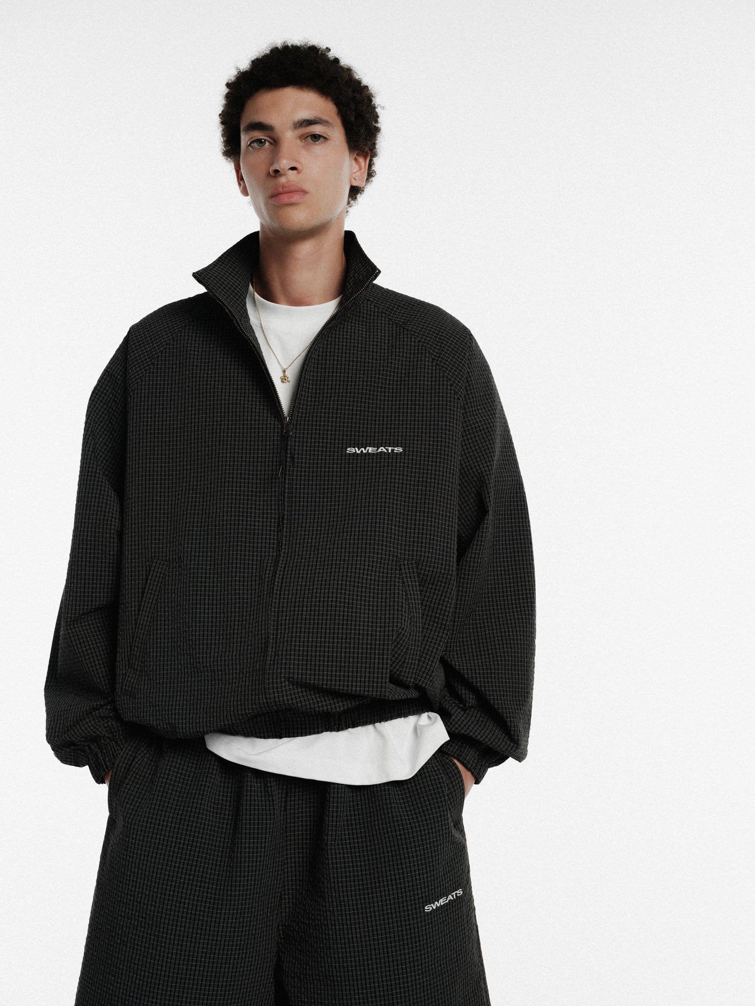 CHECKERED TRACK JACKET - BLACK/WHITE - Image 4