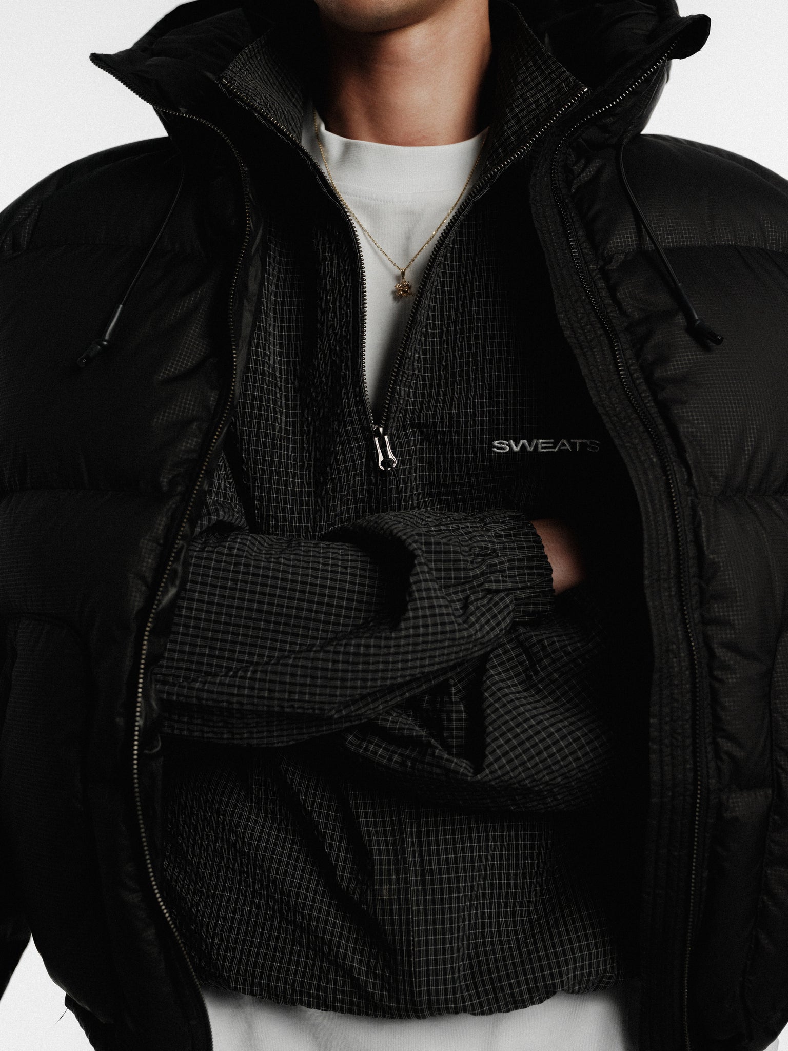 CHECKERED TRACK JACKET - BLACK/WHITE - Image 5