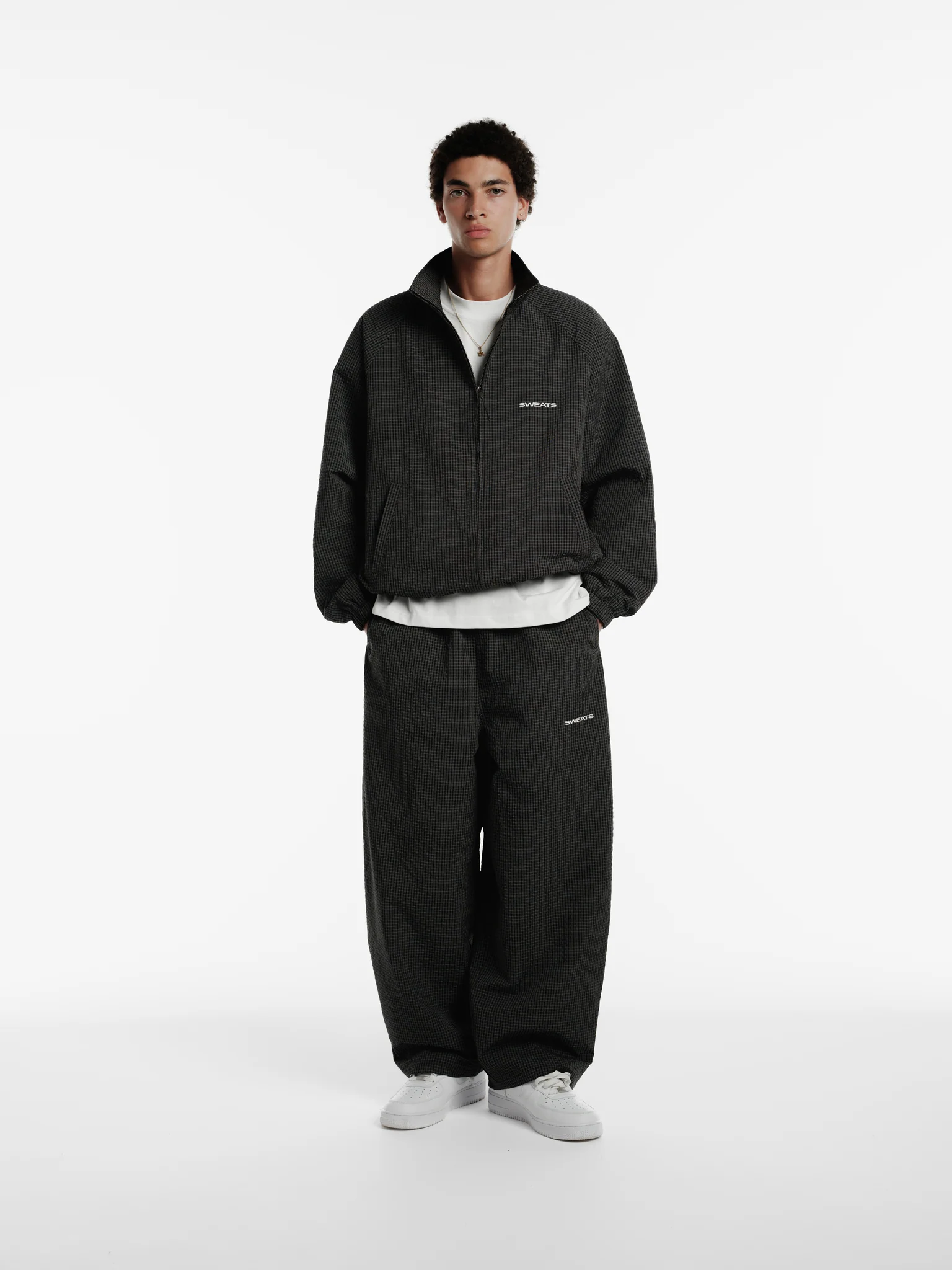 CHECKERED TRACK PANT - BLACK/WHITE - Image 2