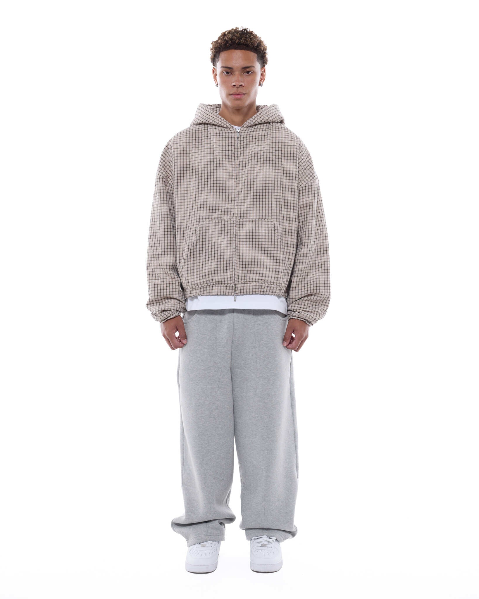 CHECKERED ZIP UP - CREAM/BLACK - Image 3