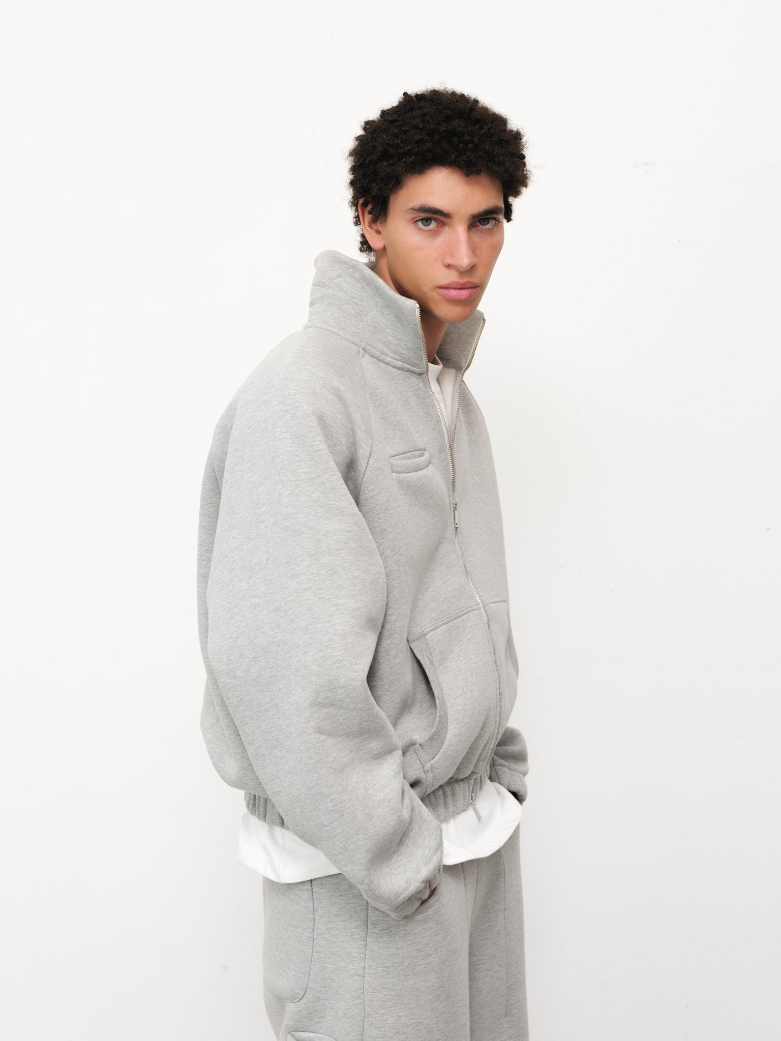 COZY TRACK JACKET - GREY - Image 5