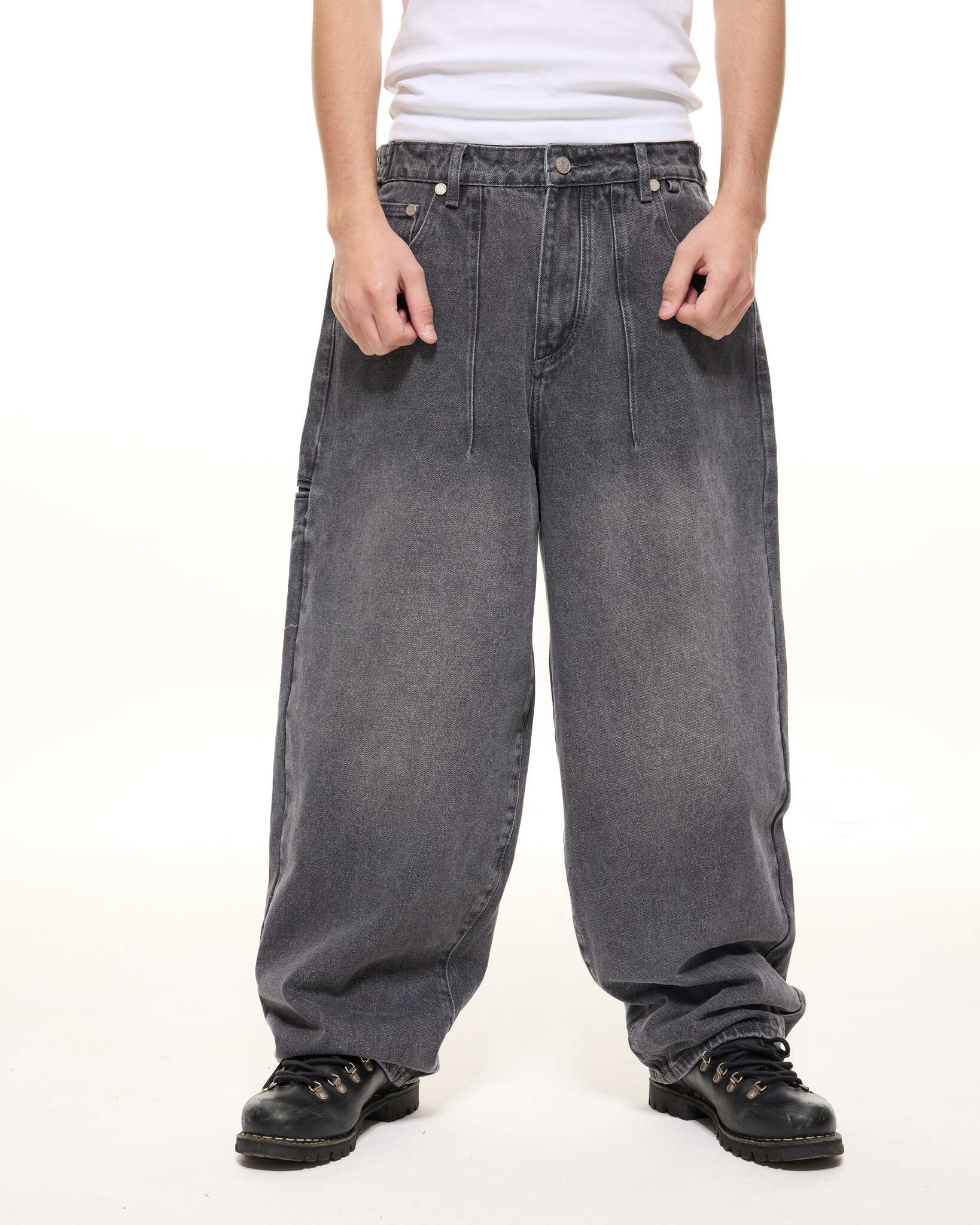 DENIM BAGGY JEANS - WASHED BLACK - Image 2