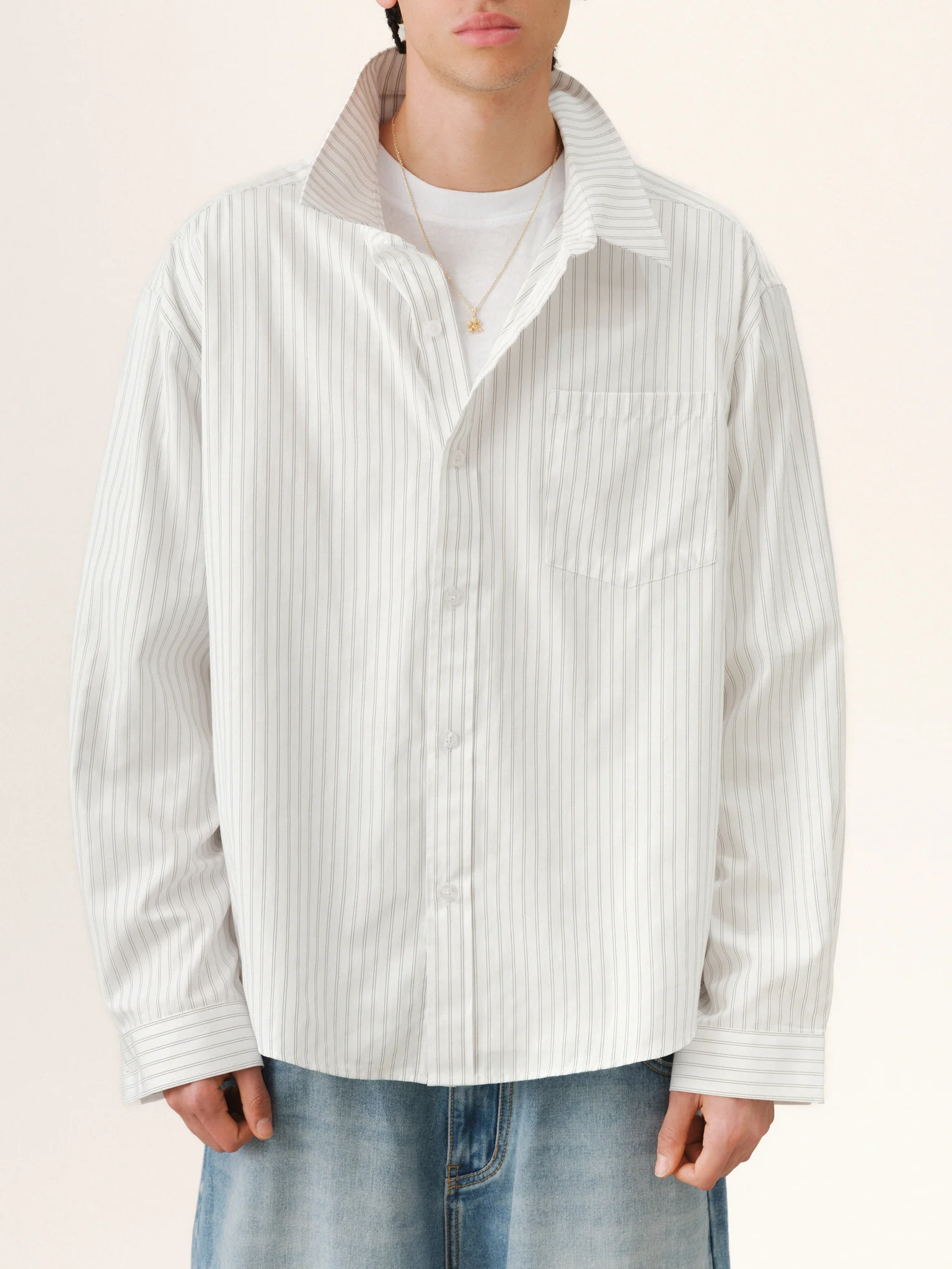 STRIPED BUTTON UP - WHITE - Image 4